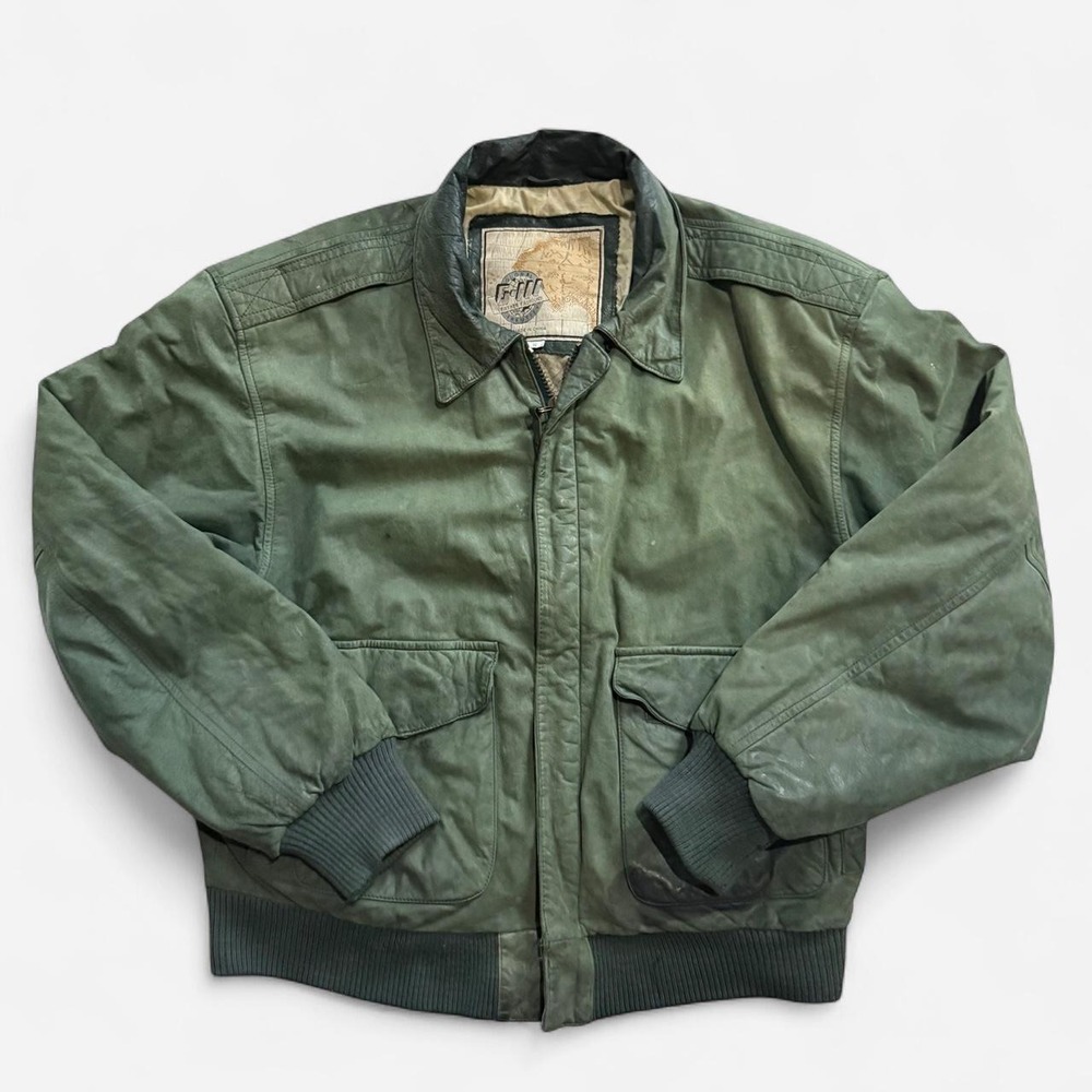 Vintage Green giii leather bomber jacket size S well worn